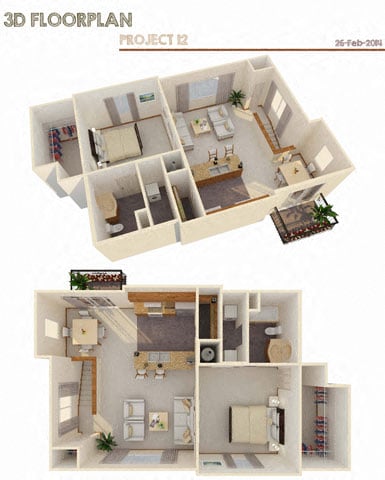 1 Bed Loft w/ Attached Garage (Price not included)